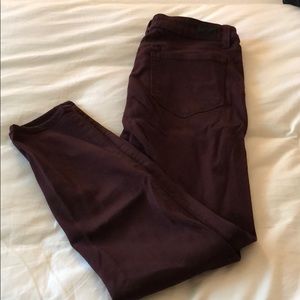 PAIGE Verdugo Ankle maroon stretch jean